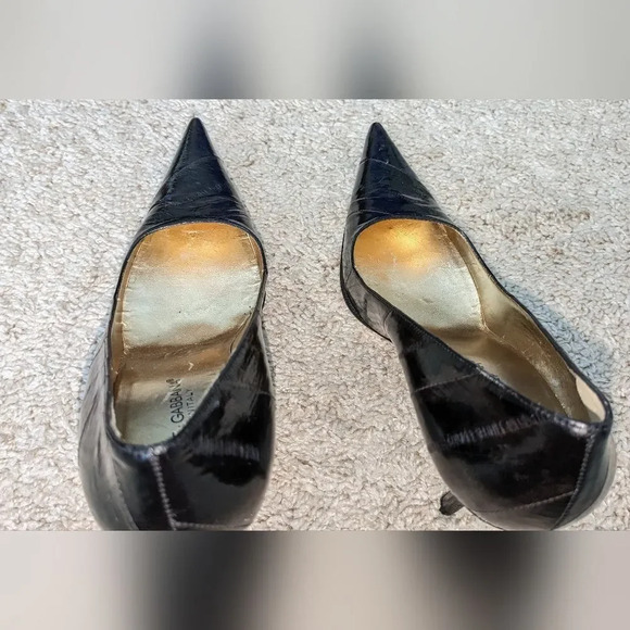 Vintage Dolce & Gabbana Black Pointed Toe Slip Heels - Picture 3 of 6